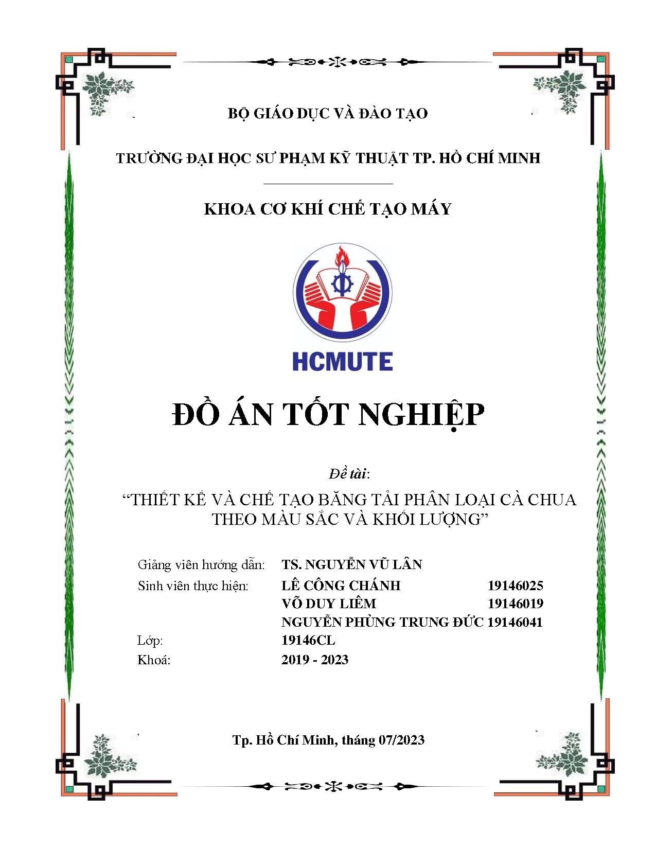 Đồ án tốt nghiệp - Thiết kế và chế tạo băng tải phân loại cà chua theo màu sắc và khối lượng