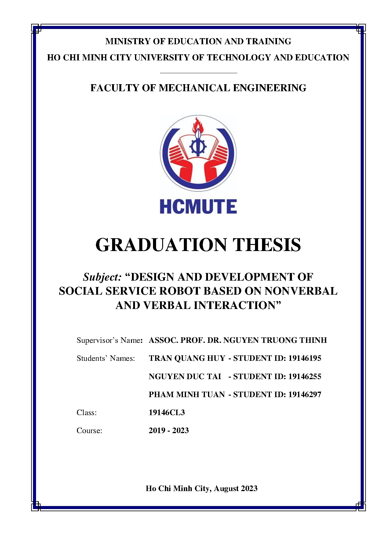 Đồ án tốt nghiệp - Design and development of social service robot based on nonverbal and verbal I