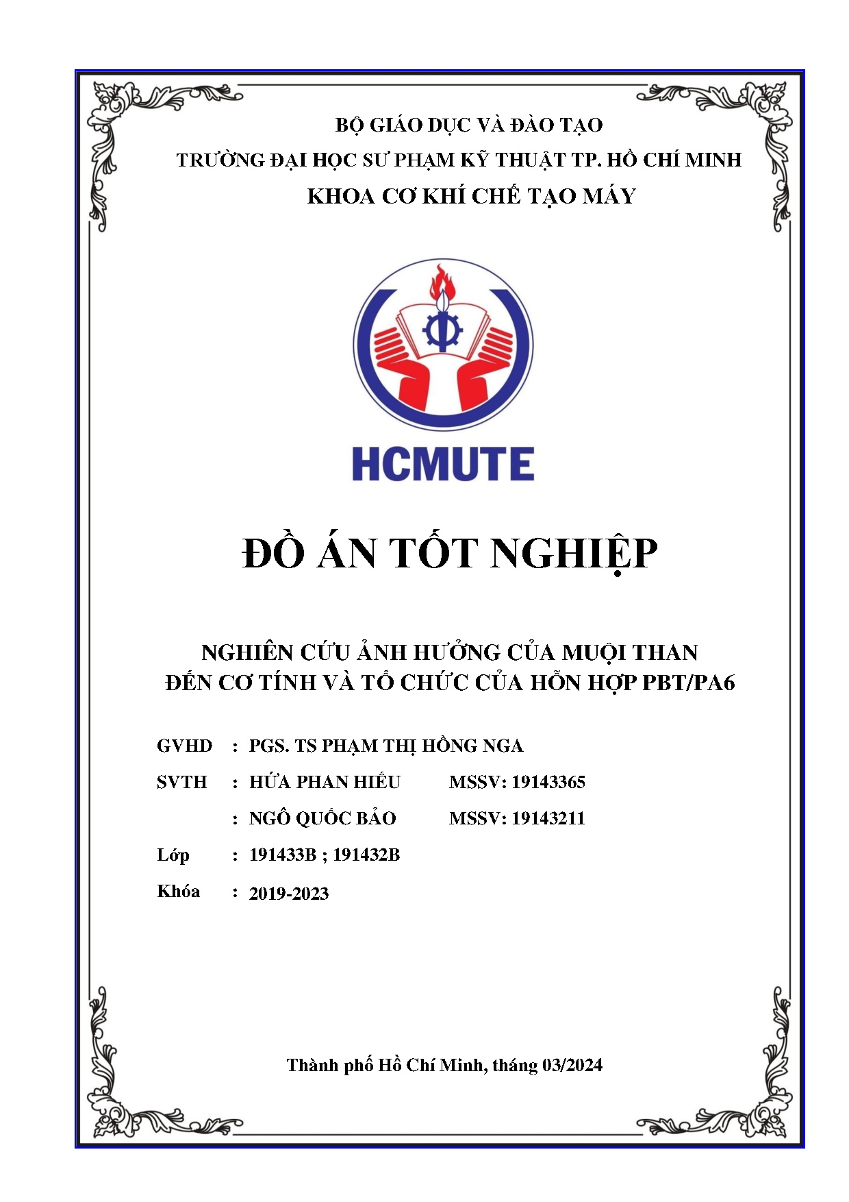 Đồ án tốt nghiệp - Nghiên cứu ảnh hưởng của muội than đến cơ tính và tổ chức của hỗn hợp PBT/PA6