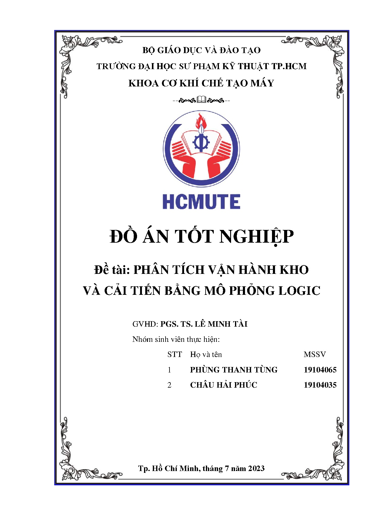 Đồ án tốt nghiệp - Phân tích vận hành kho và cải tiến bằng mô phỏng logic