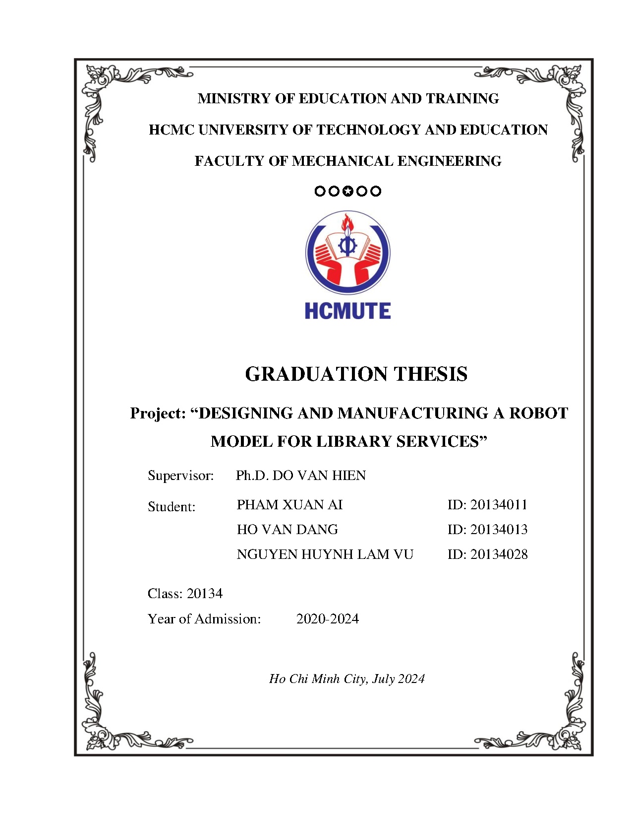 Đồ án tốt nghiệp - Designing And Manufacturing A Robot Model For Library Services