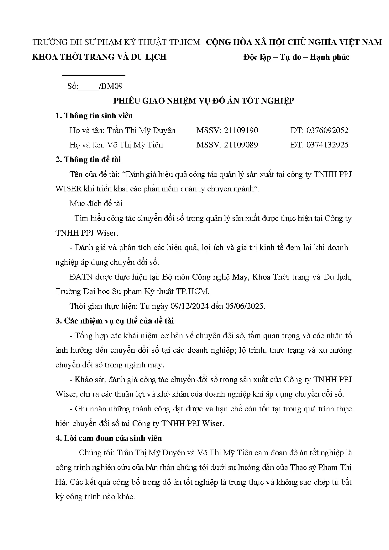 Đồ án tốt nghiệp - Đánh giá hiệu quả công tác quản lý sản xuất tại công ty TNHH PPJ WISER KTKCPMQLCN - Trang 2