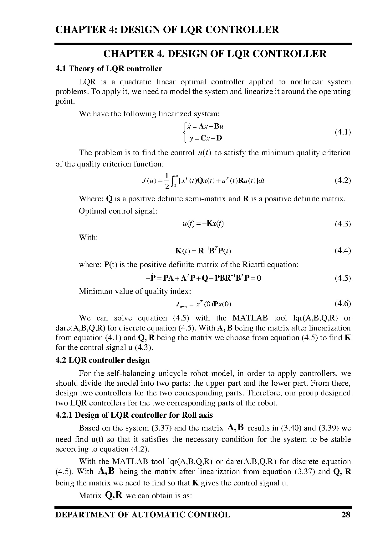 Đồ án tốt nghiệp - Design of LQR Controller for Self-Balancing Unicycle Robot - Trang 51
