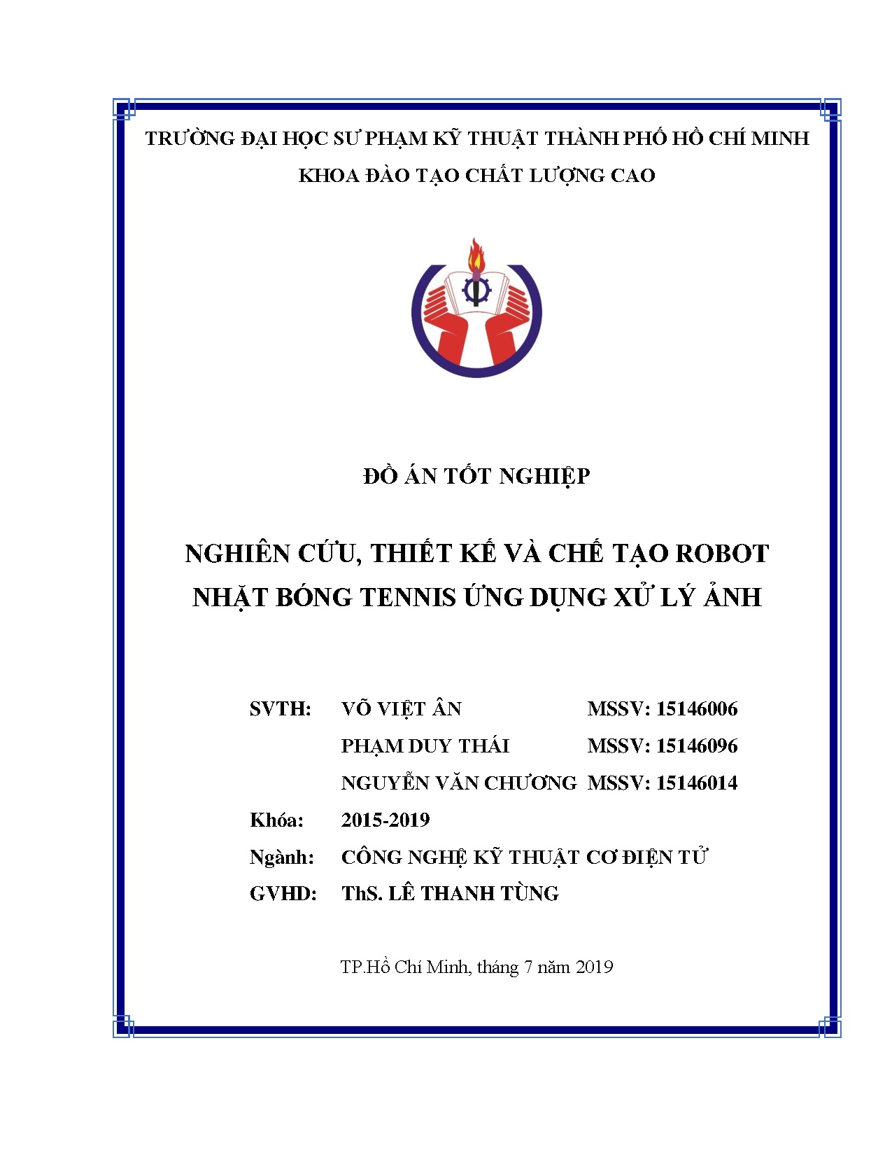 Đồ án tốt nghiệp - Nghiên cứu, thiết kế và chế tạo robot nhặt bóng tenis ứng dụng xử lý ảnh