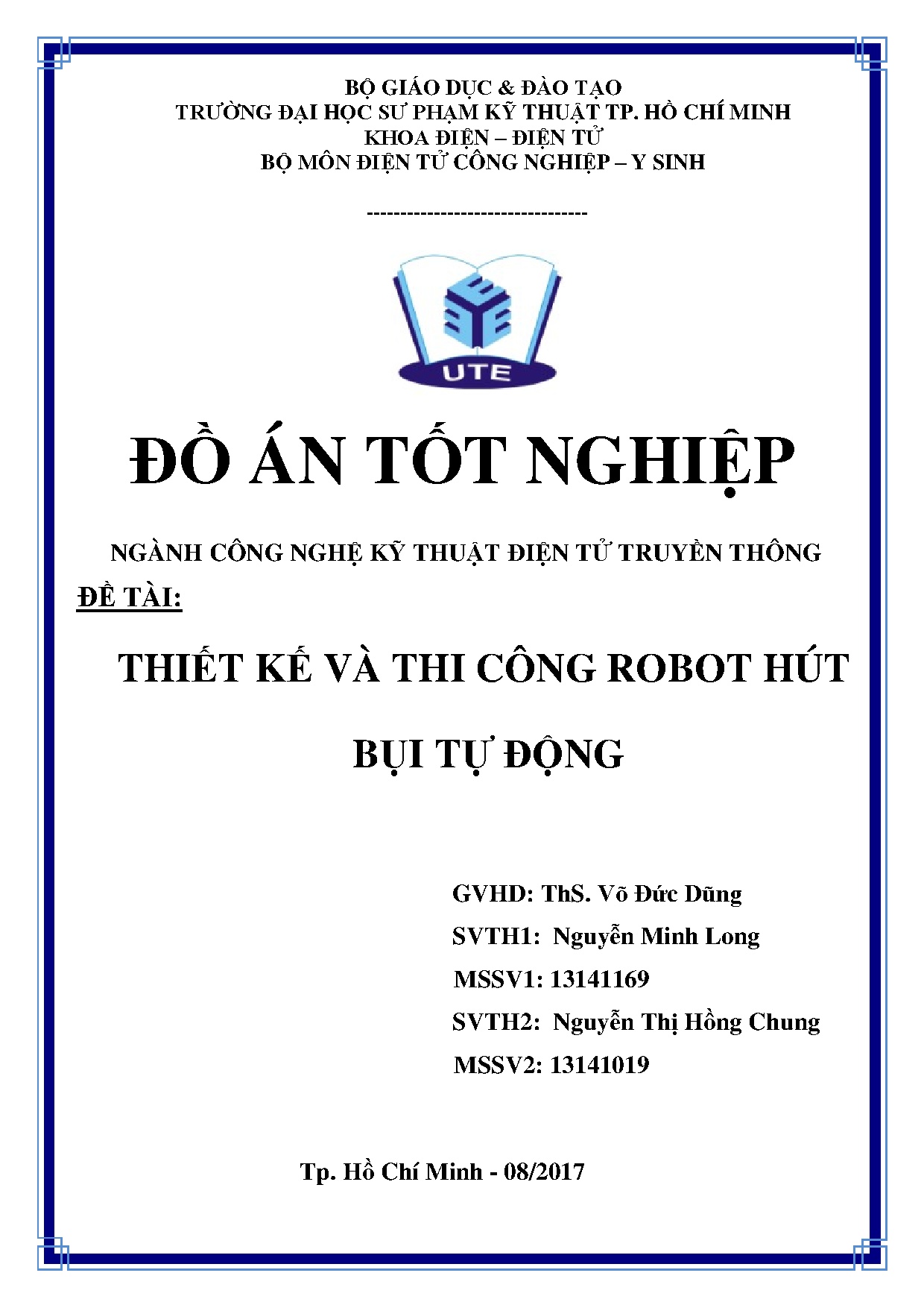 Đồ án tốt nghiệp - Thiết kế và thi công Robot hút bụi tự động