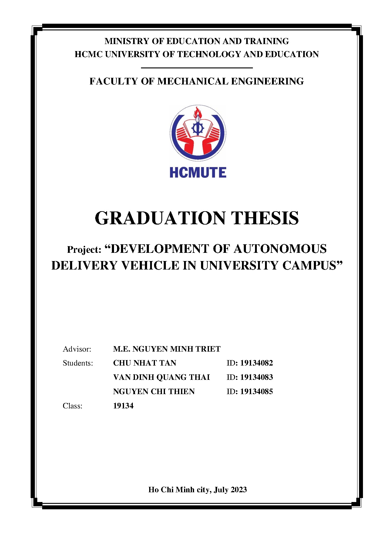 Đồ án tốt nghiệp - Development of Autonomous Delivery Vehicle in University Campus
