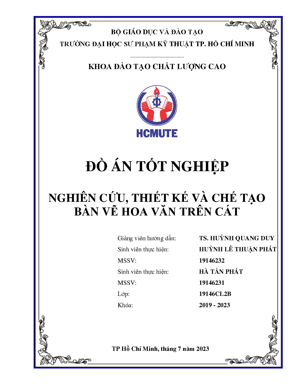 Đồ án tốt nghiệp - Nghiên cứu, thiết kế và chế tạo bàn vẽ hoa văn trên cát