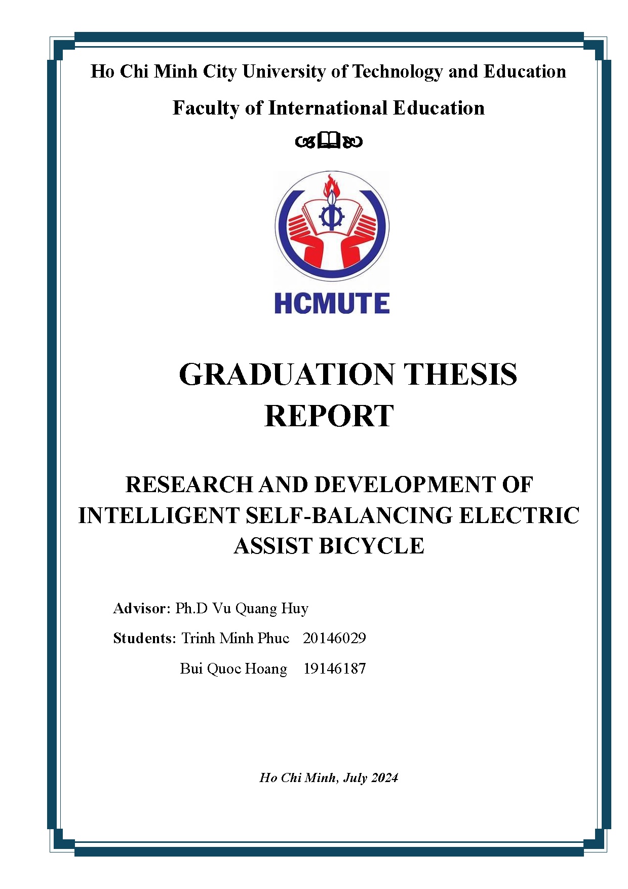 Đồ án tốt nghiệp - Research and development of intelligent self-balancing electric assist bicycle