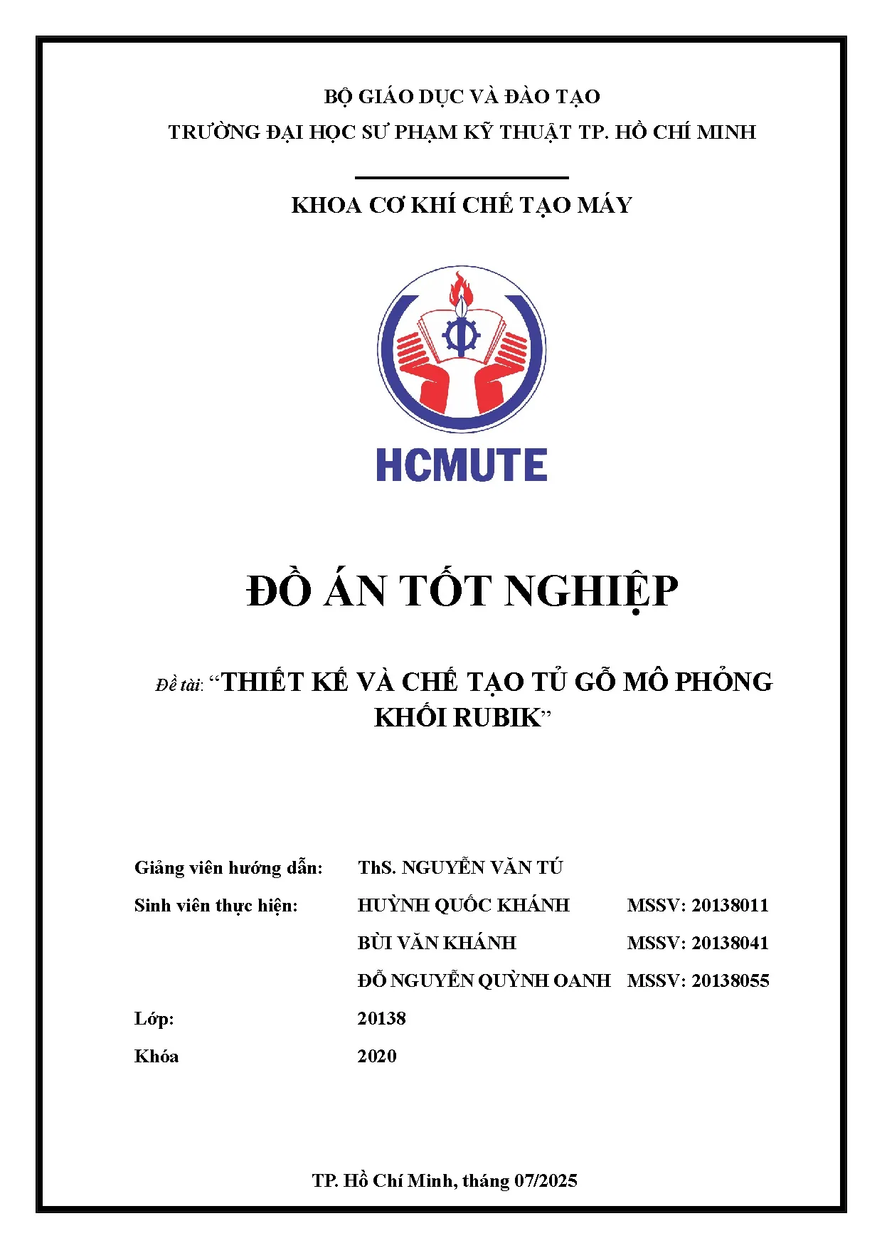 Đồ án tốt nghiệp - Thiết kế, chế tạo tủ gỗ mô phỏng khối rubik