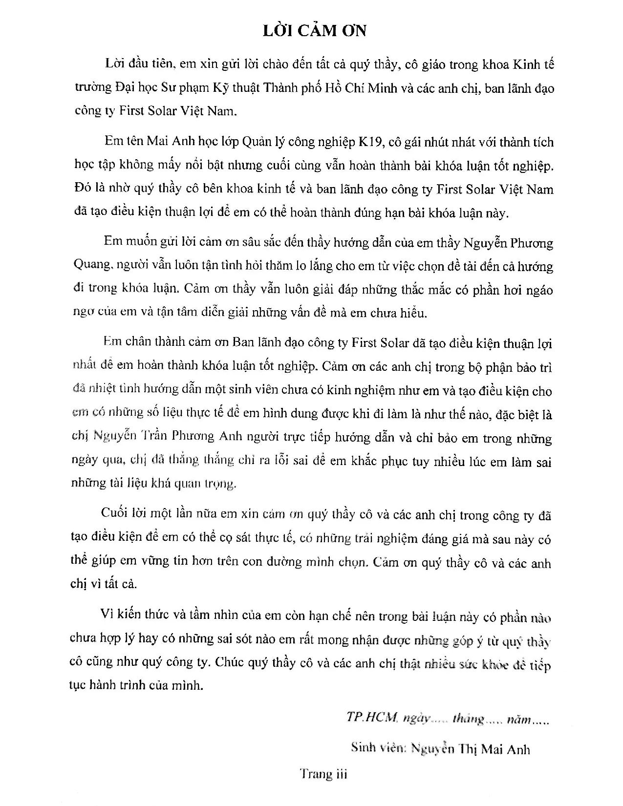 Đồ án tốt nghiệp - Hệ thống quản lý Space part tại Công ty TNHH sản xuất First Solar Việt Nam - Trang 4