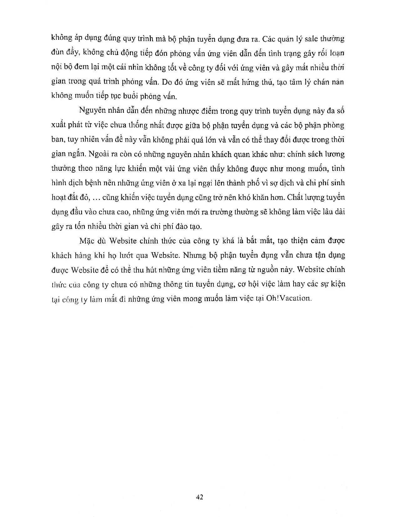 Đồ án tốt nghiệp - Hoàn thiện công tác tuyển dụng nhân sự tại công ty TNHH Oh!Vacation - Trang 52