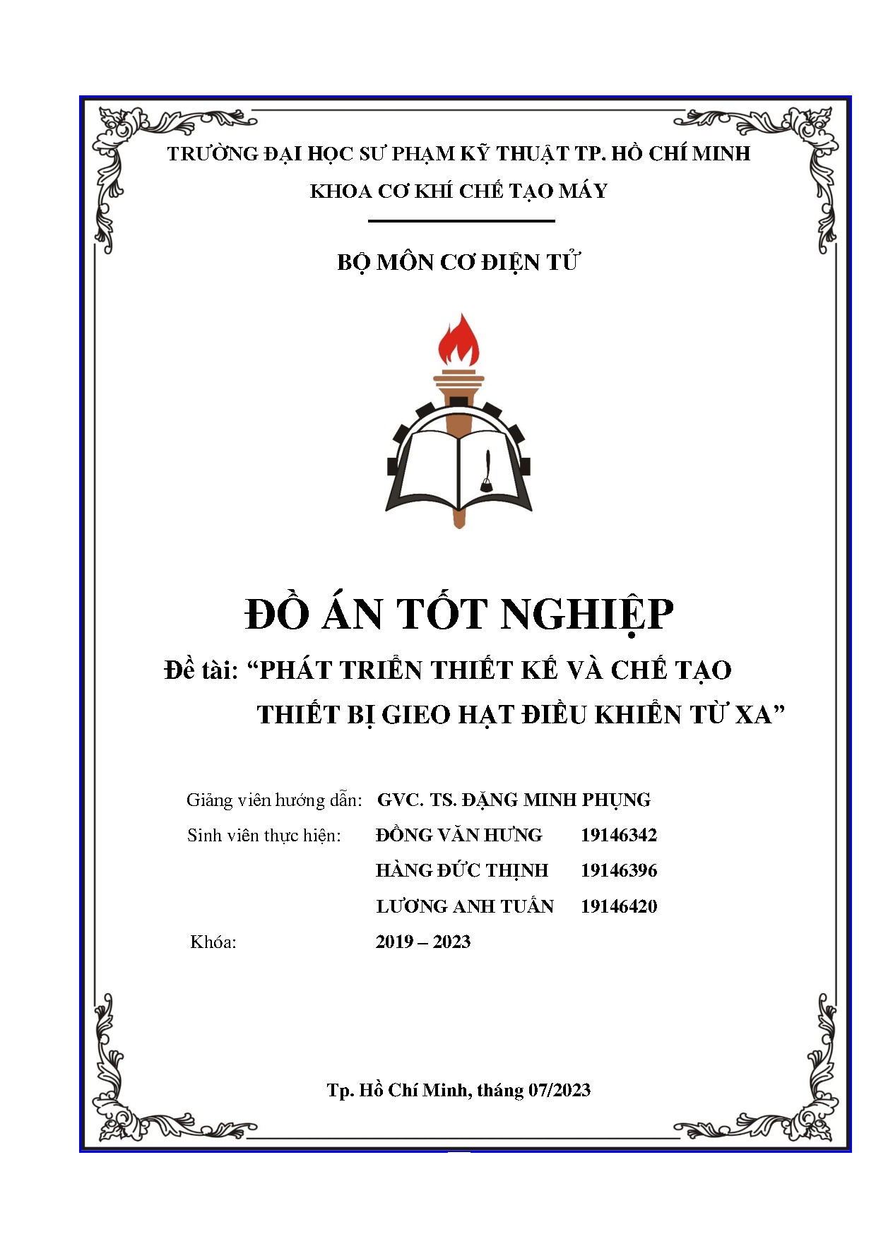 Đồ án tốt nghiệp - Phát triển thiết kế và chế tạo thiết bị gieo hạt điều khiển từ xa