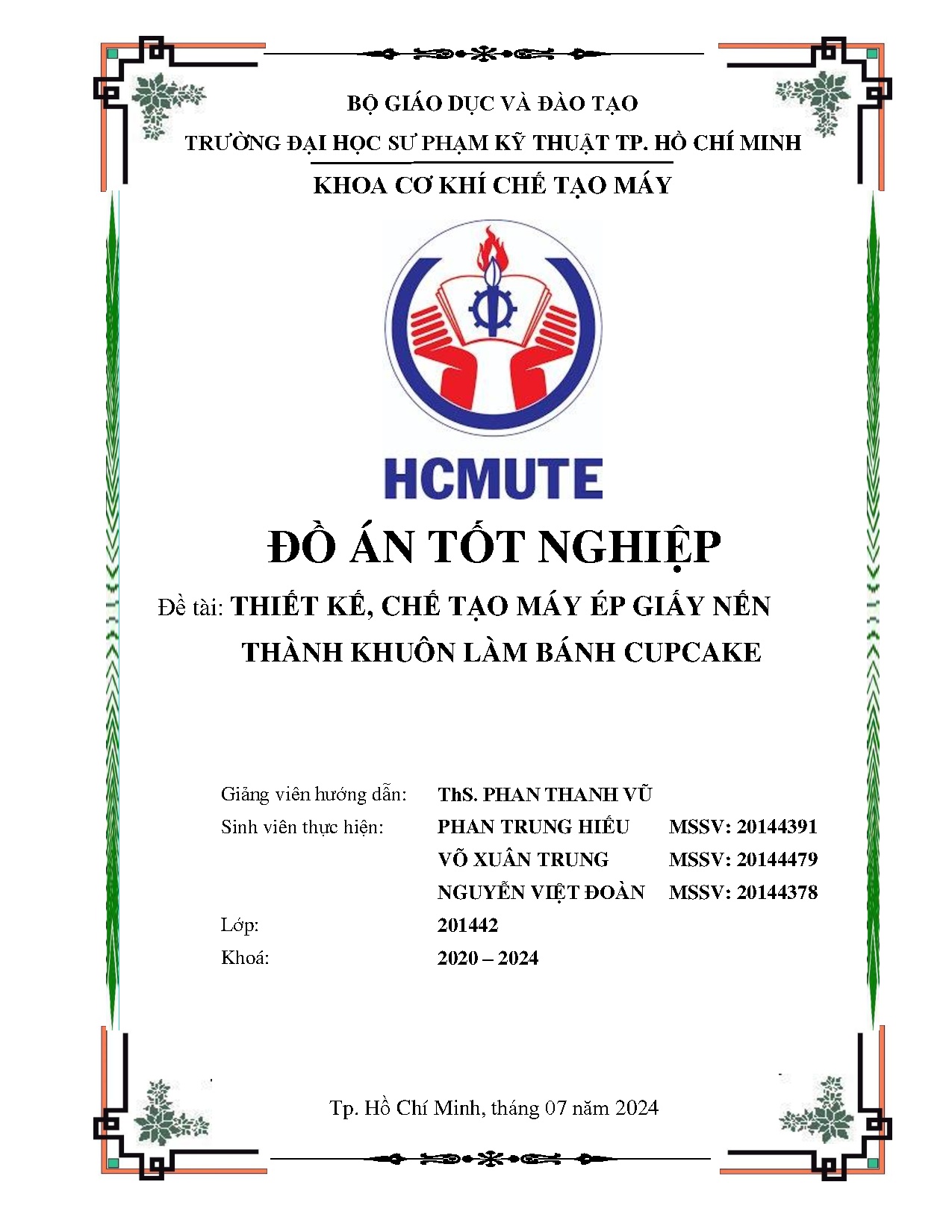 Đồ án tốt nghiệp - Thiết kế, chế tạo máy ép giấy nến thành khuôn làm bánh cupcake
