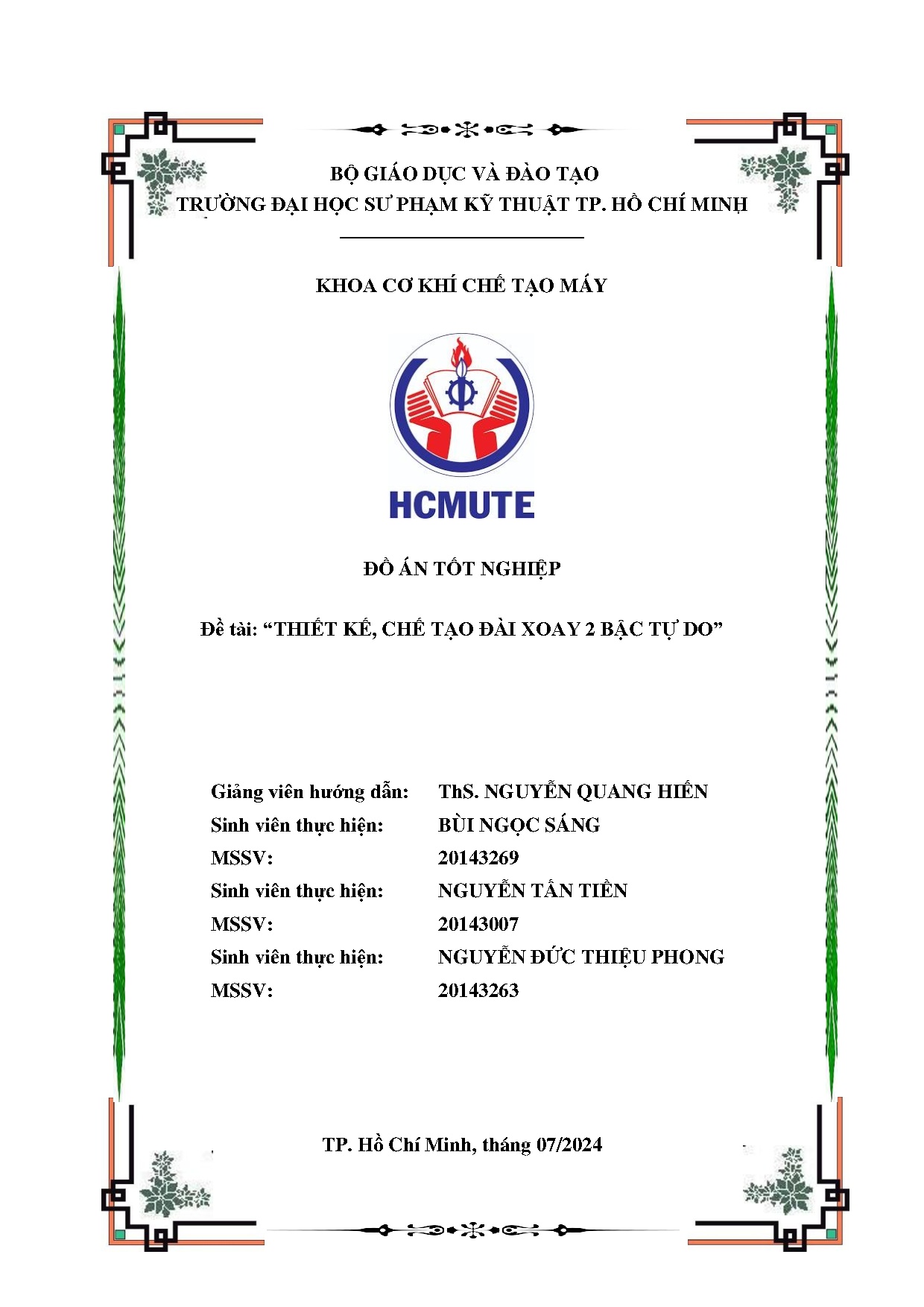 Đồ án tốt nghiệp - Thiết kế, chế tạo đài xoay 2 bậc tự do