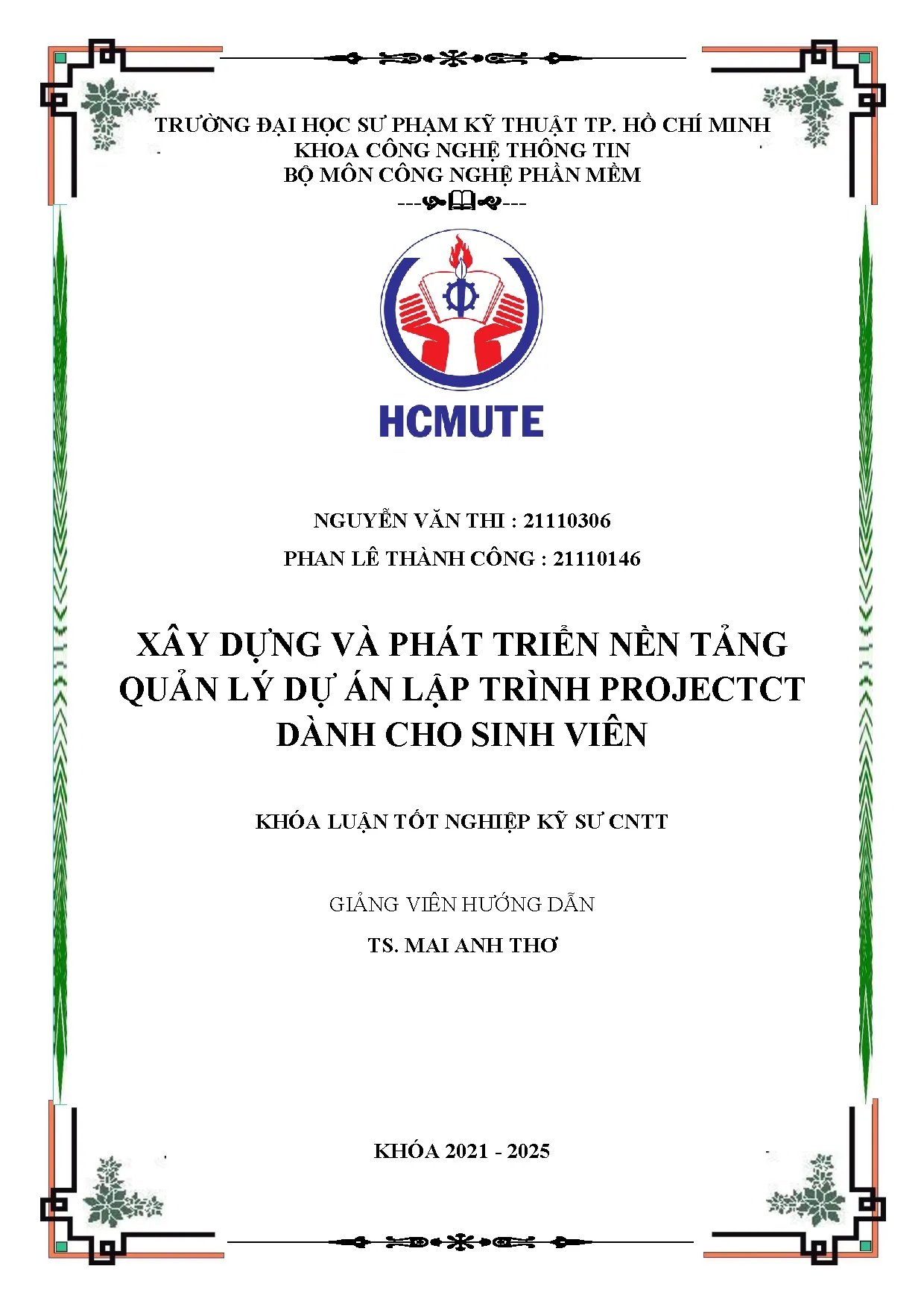 Đồ án tốt nghiệp - Xây dựng và phát triển nền tảng quản lý dự án lập trình projectct dành cho sinh V