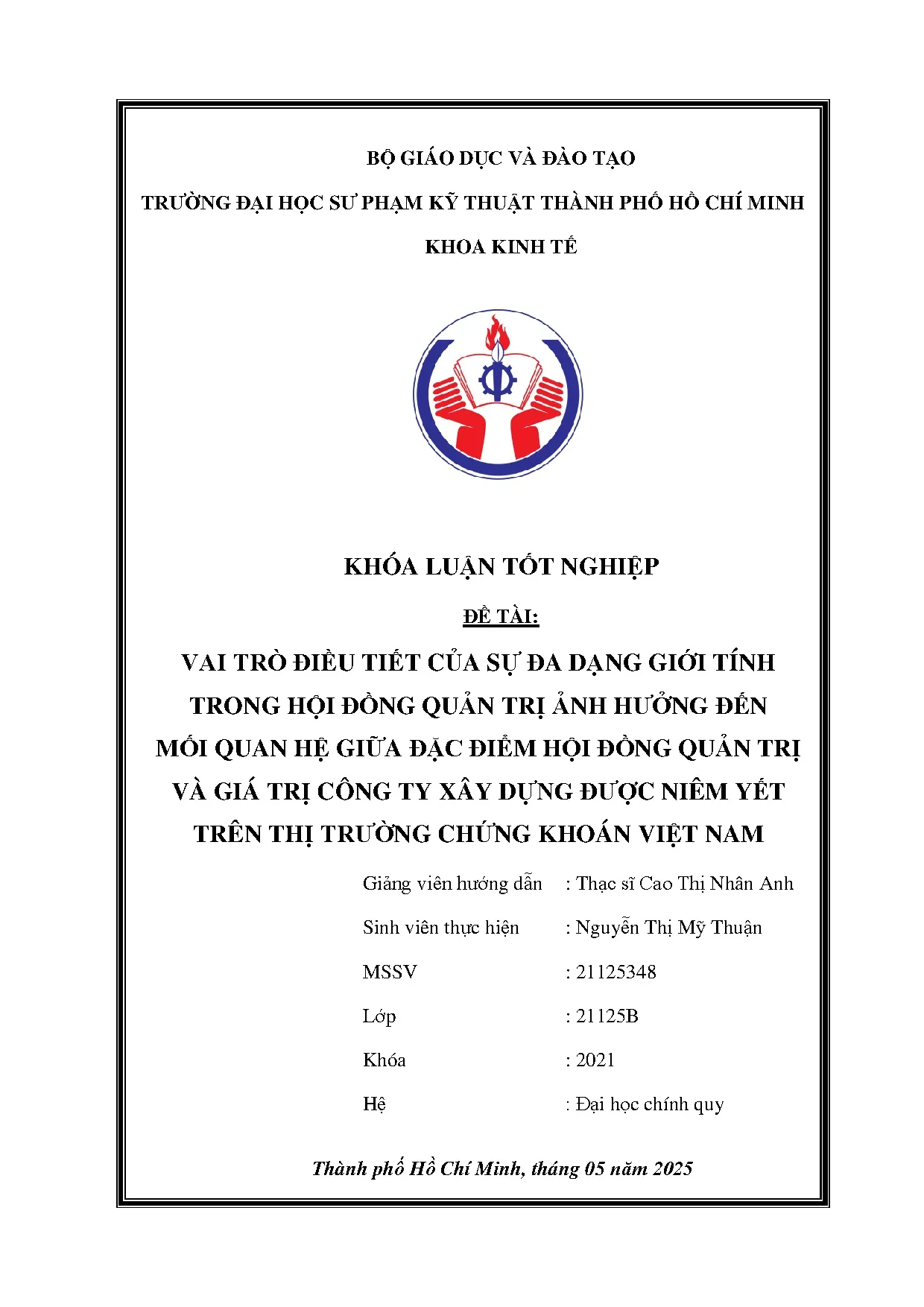 Đồ án tốt nghiệp - Vai trò điều tiết của sự đa dạng giới tính THĐQTẢHĐMQHGĐĐHĐQTVGTCTXDĐNYTTTCKVN - Trang 2