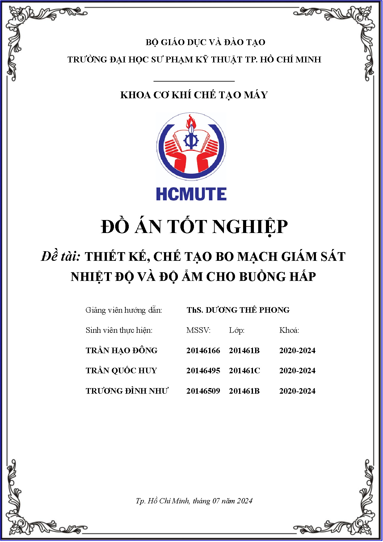 Đồ án tốt nghiệp - Thiết kế, chế tạo bo mạch giám sát nhiệt độ và độ ẩm cho buồng hấp