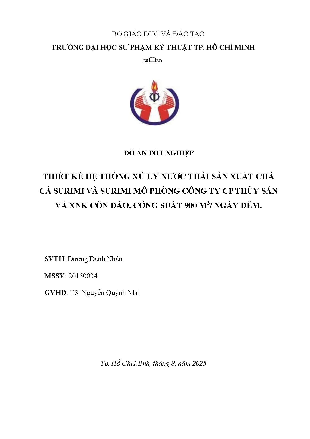 Đồ án tốt nghiệp - Thiết kế hệ thống xử lý nước thải sản xuất chả cá Surimi và SMPCTCTSVXCĐCS 9 Đ - Trang 2