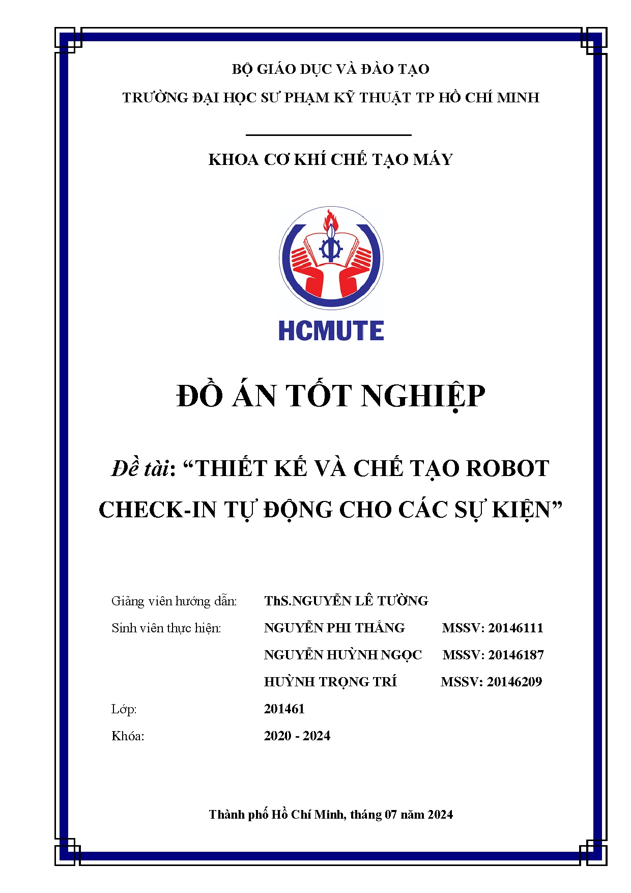 Đồ án tốt nghiệp - Thiết kế và chế tạo robot check-in tự động cho các sự kiện