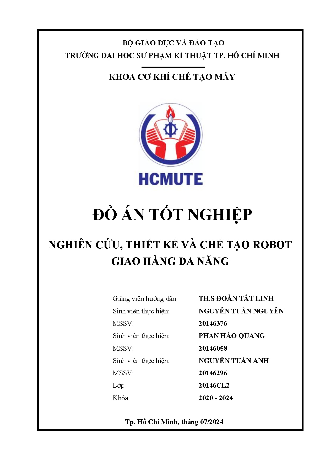 Đồ án tốt nghiệp - Nghiên cứu, thiết kế và chế tạo robot giao hàng đa năng