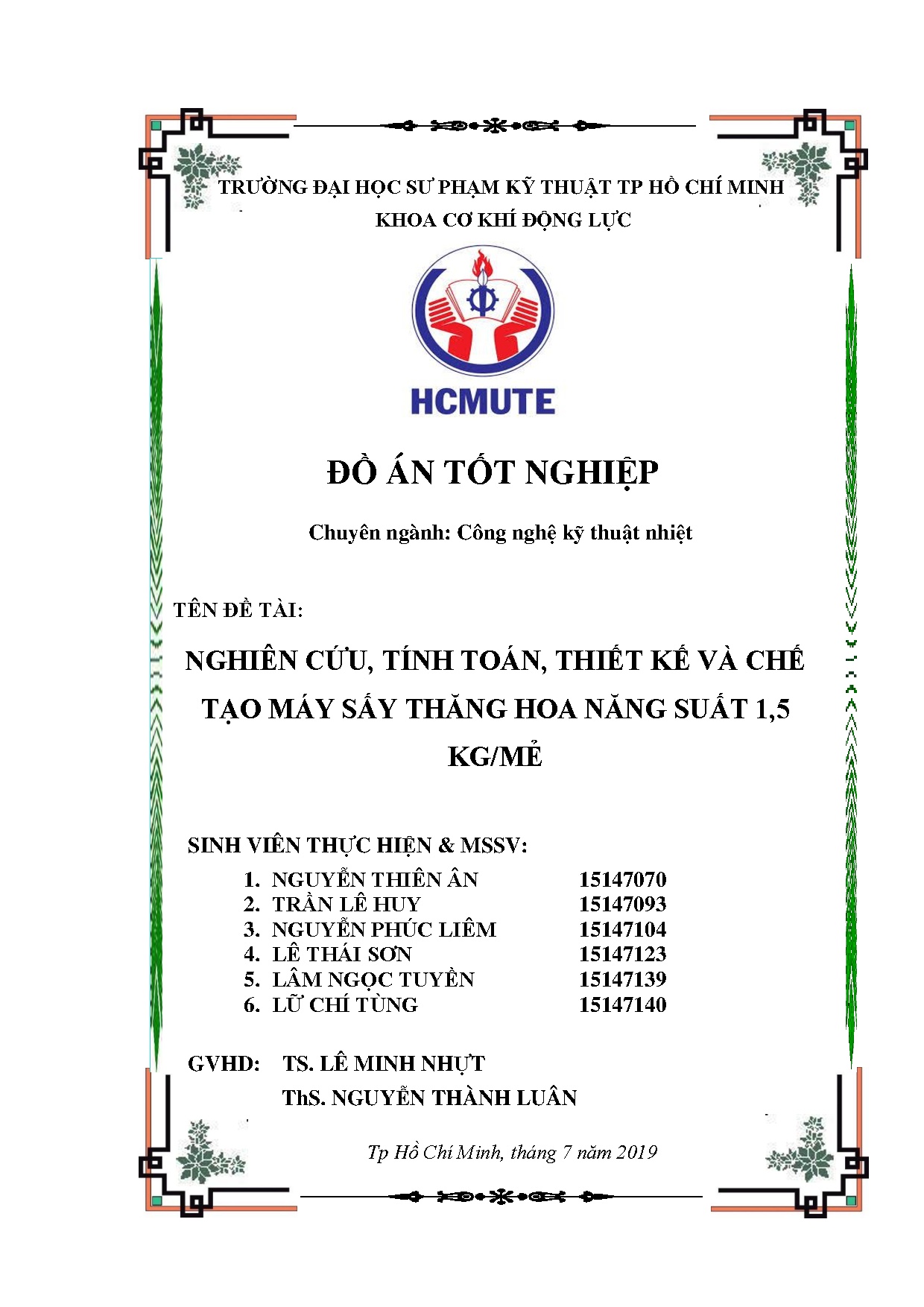 Đồ án tốt nghiệp - Nghiên cứu, tính toán, thiết kế và chế tạo máy sấy thăng hoa năng S 1 ĐÁTNNCNKTN