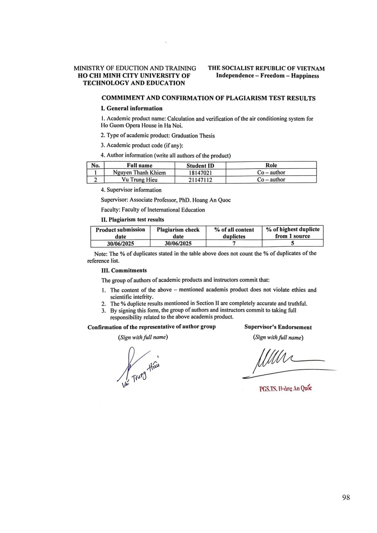 Đồ án tốt nghiệp - Calculation and verification of the airconditioning system for Ho Guom opera HIH - Trang 109