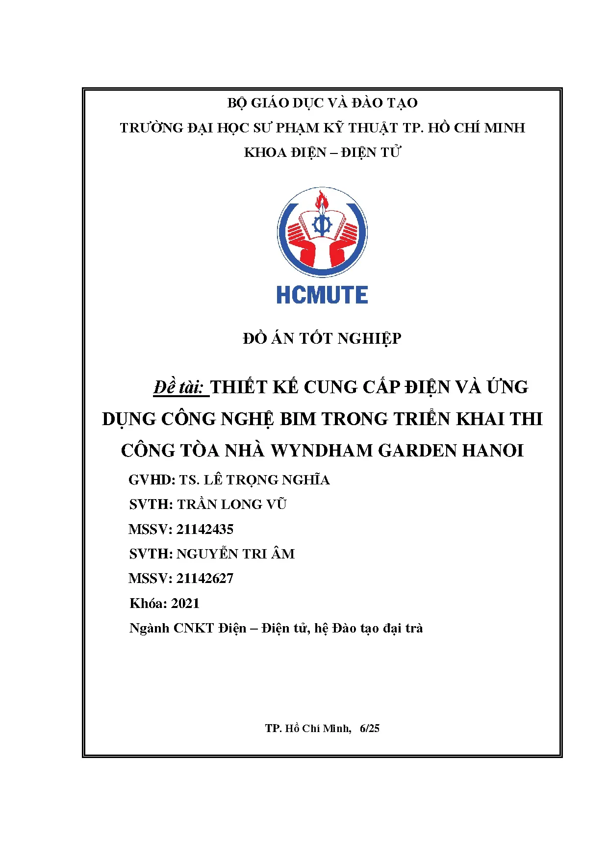 Đồ án tốt nghiệp - Thiết kế cung cấp điện và ứng dụng công nghệ BIM trong triển khai thi công TNWGH - Trang 2