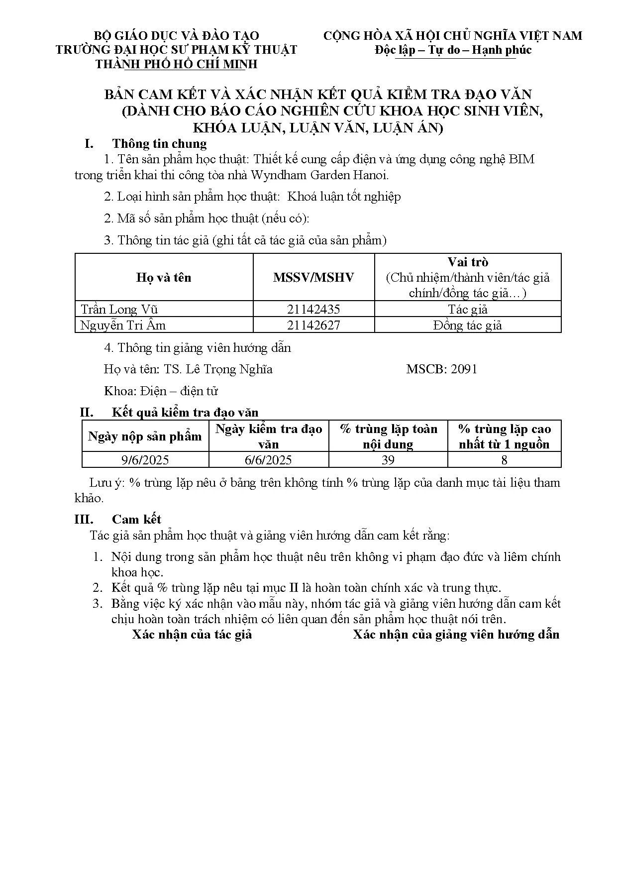 Đồ án tốt nghiệp - Thiết kế cung cấp điện và ứng dụng công nghệ BIM trong triển khai thi công TNWGH - Trang 3