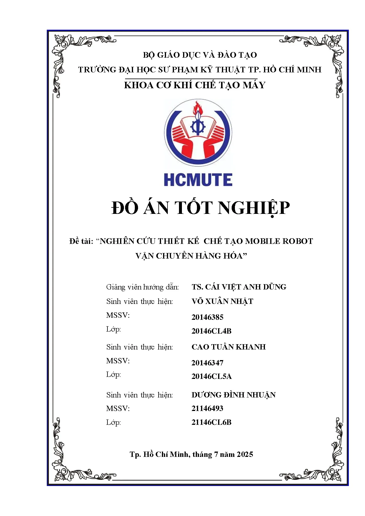 Đồ án tốt nghiệp - Nghiên cứu thiết kế chế tạo Mobile Robot vận chuyển hàng hóa