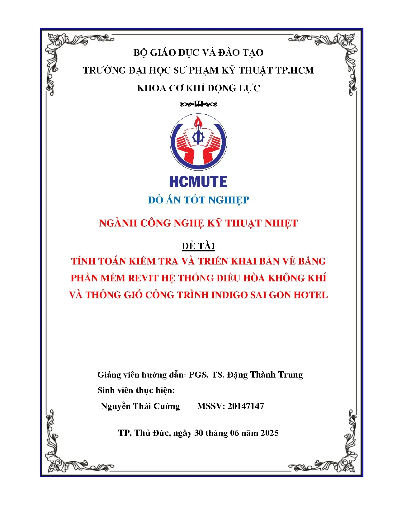 Đồ án tốt nghiệp - Tính toán kiểm tra và triển khai bản vẽ bằng phần mềm Revit hệ TĐHKKVTGCTISGH