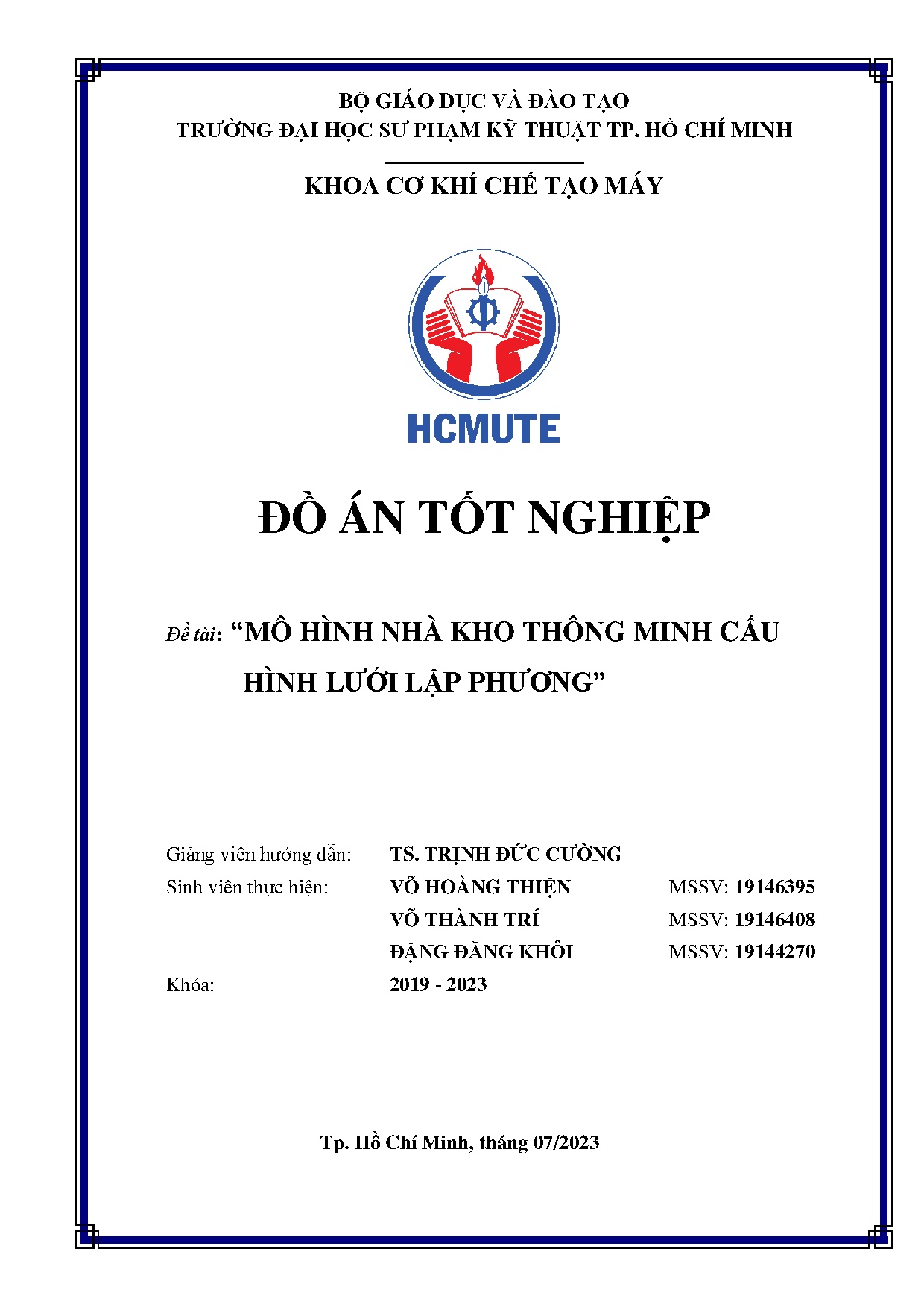 Đồ án tốt nghiệp - Mô hình nhà kho thông minh cấu hình lưới lập phương