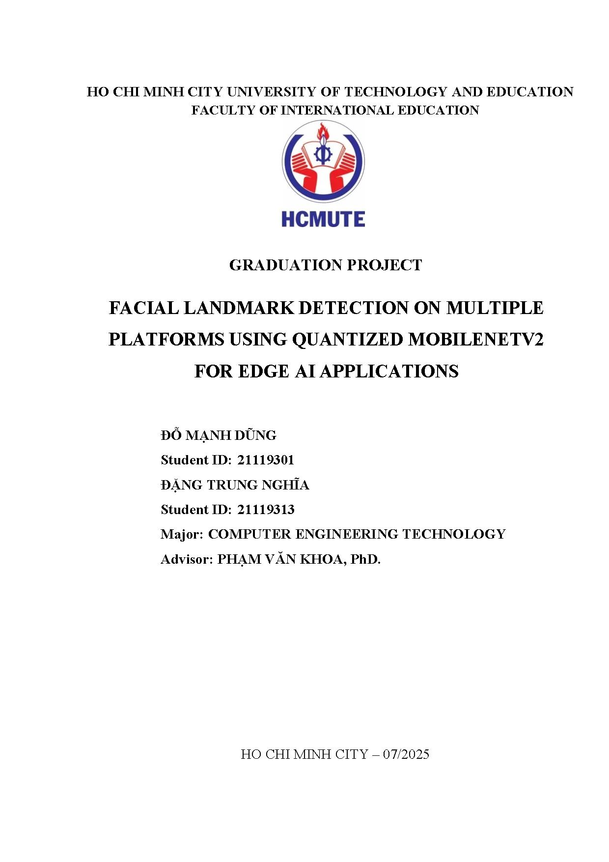 Đồ án tốt nghiệp - Facial Landmark detection on multiple platforms using quantized mobilenetv2 FEAA - Trang 3