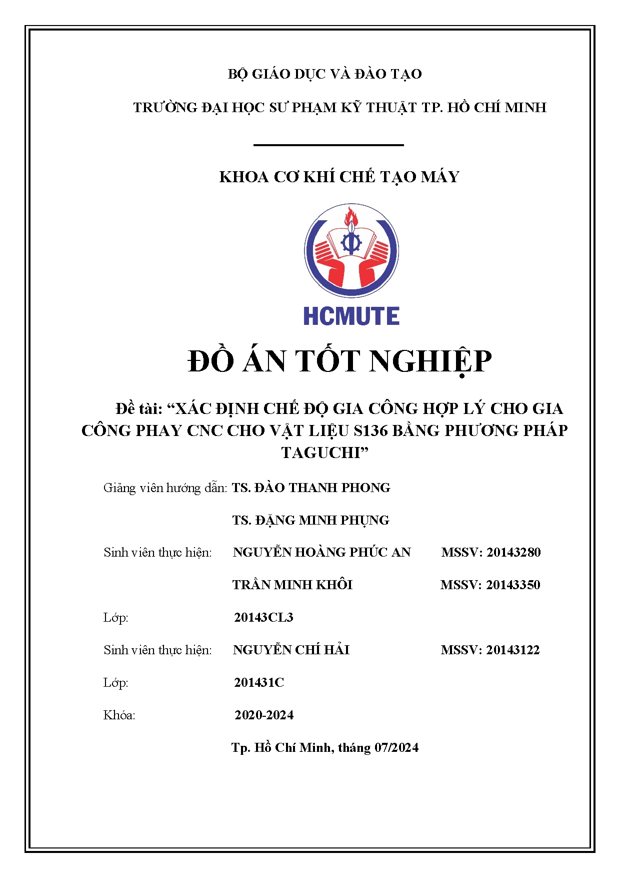 Đồ án tốt nghiệp - Xác định chế độ gia công hợp lý cho gia công phay CNC cho vật liệu S136 bằng PPT