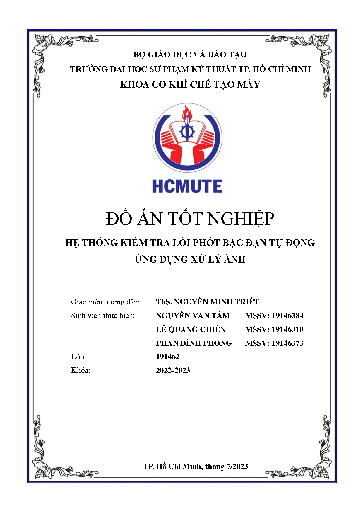 Đồ án tốt nghiệp - Hệ thống kiểm tra lỗi phốt bạc đạn tự động ứng dụng xử lý ảnh