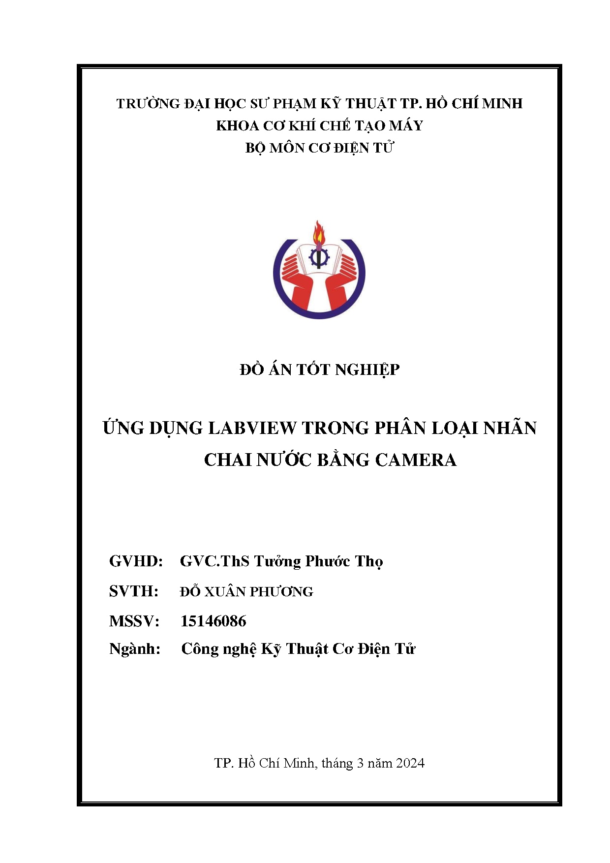 Đồ án tốt nghiệp - Ứng dụng labview trong phân loại nhãn chai nước bằng camera