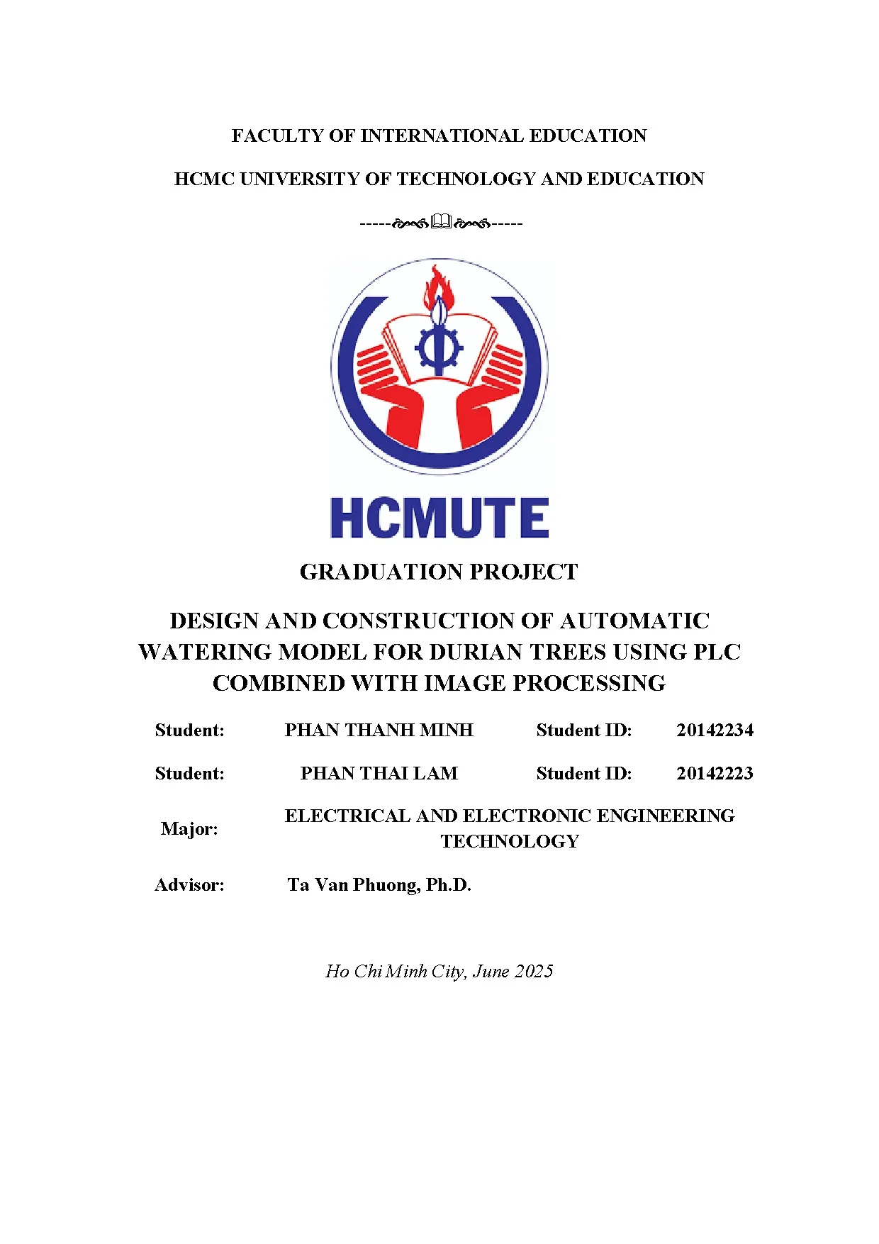 Đồ án tốt nghiệp - Design and construction of automatic watering model for durian trees using PCWIP - Trang 3