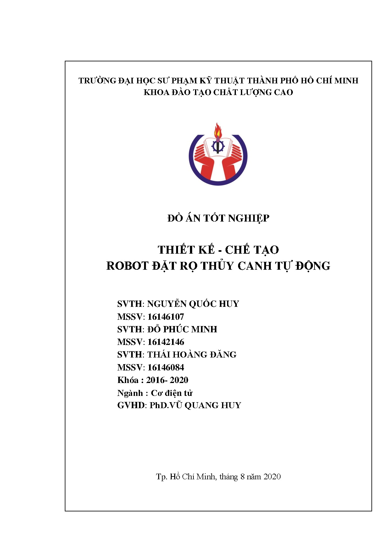 Đồ án tốt nghiệp - Thiết kế - chế tạo robot đặt rọ thủy canh tự động