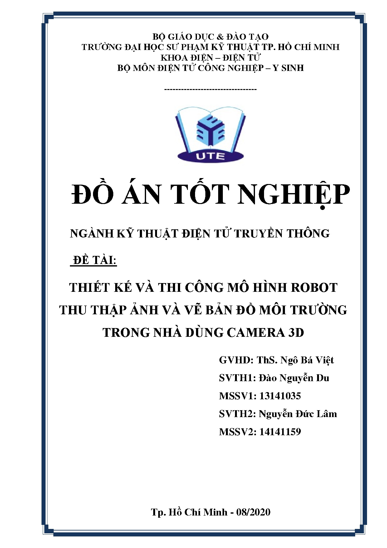 Đồ án tốt nghiệp - Thiết kế và thi công mô hình robot thu thập ảnh và vẽ bản đồ môi trường TNDC 3