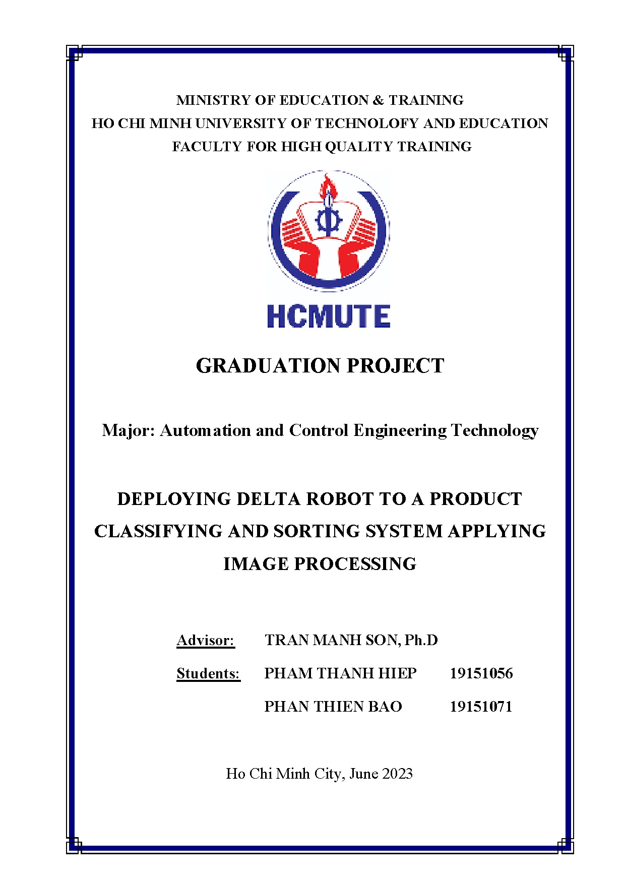 Đồ án tốt nghiệp - Deploying delta robot to a product classifying and sorting system AIPGPOAACET