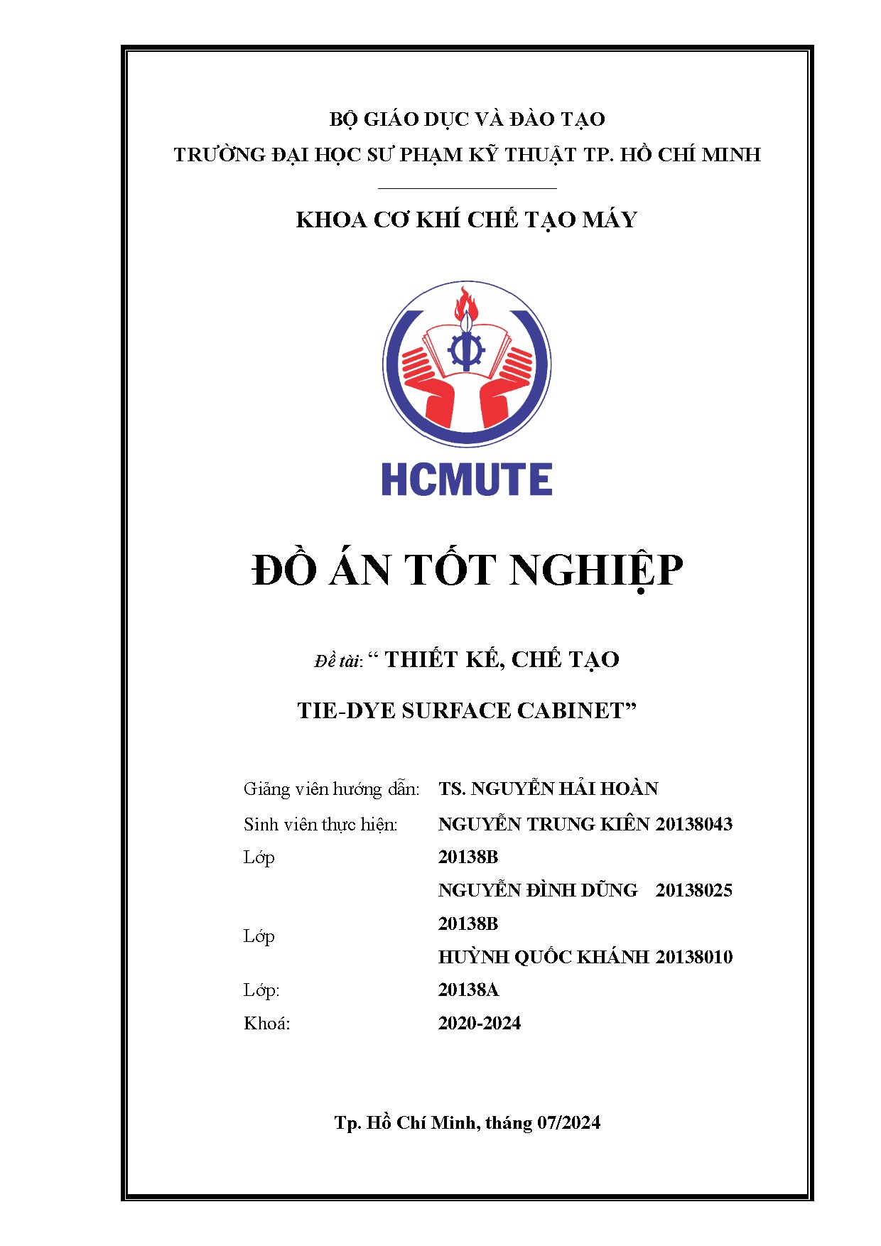 Đồ án tốt nghiệp - Thiết kế, chế tạo Tie-dye surface cabinet