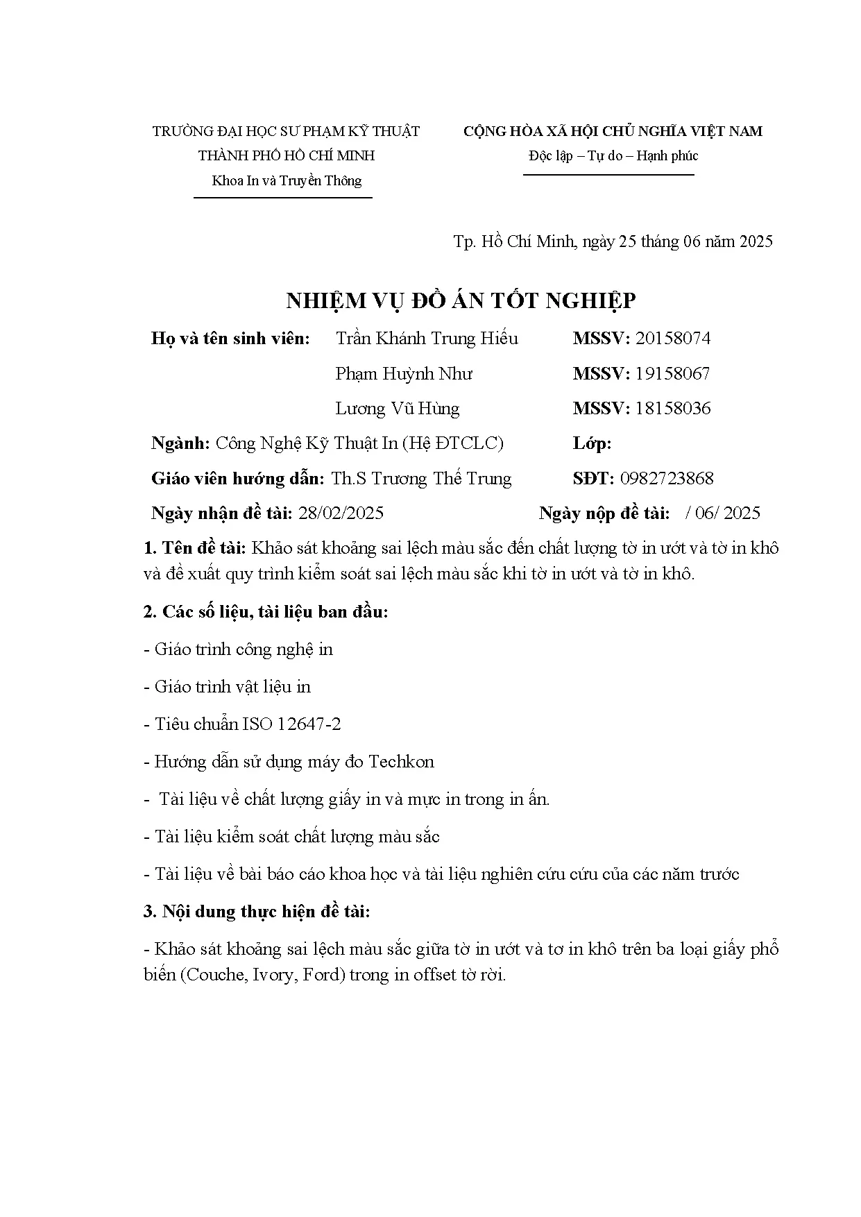 Đồ án tốt nghiệp - Khảo sát khoảng sai lệch màu sắc đến chất lượng tờ in ướt VTIKVĐXQTKSSLMSKTIƯVTIK - Trang 3