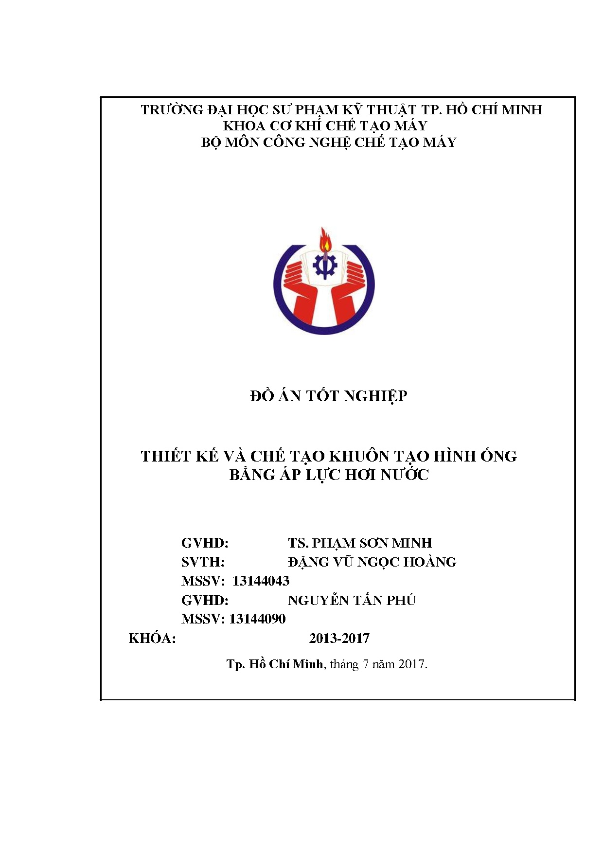 Đồ án tốt nghiệp - Design and manufacture of mold pipe - forming by steam pressure