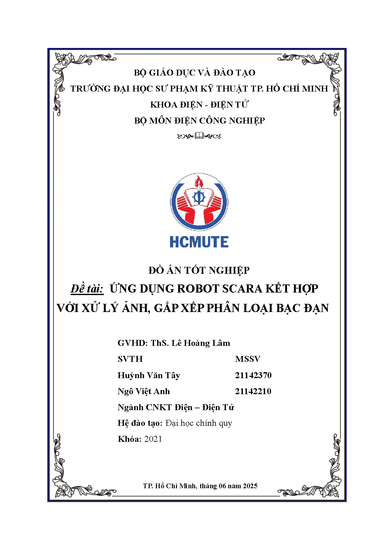 Đồ án tốt nghiệp - Ứng dụng Robot Scara kết hợp với xử lý ảnh, gắp xếp phân loại bạc đạn