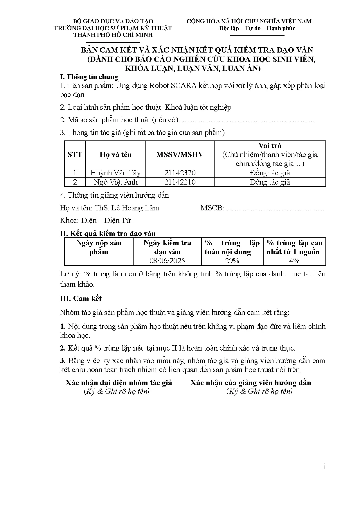 Đồ án tốt nghiệp - Ứng dụng Robot Scara kết hợp với xử lý ảnh, gắp xếp phân loại bạc đạn - Trang 3