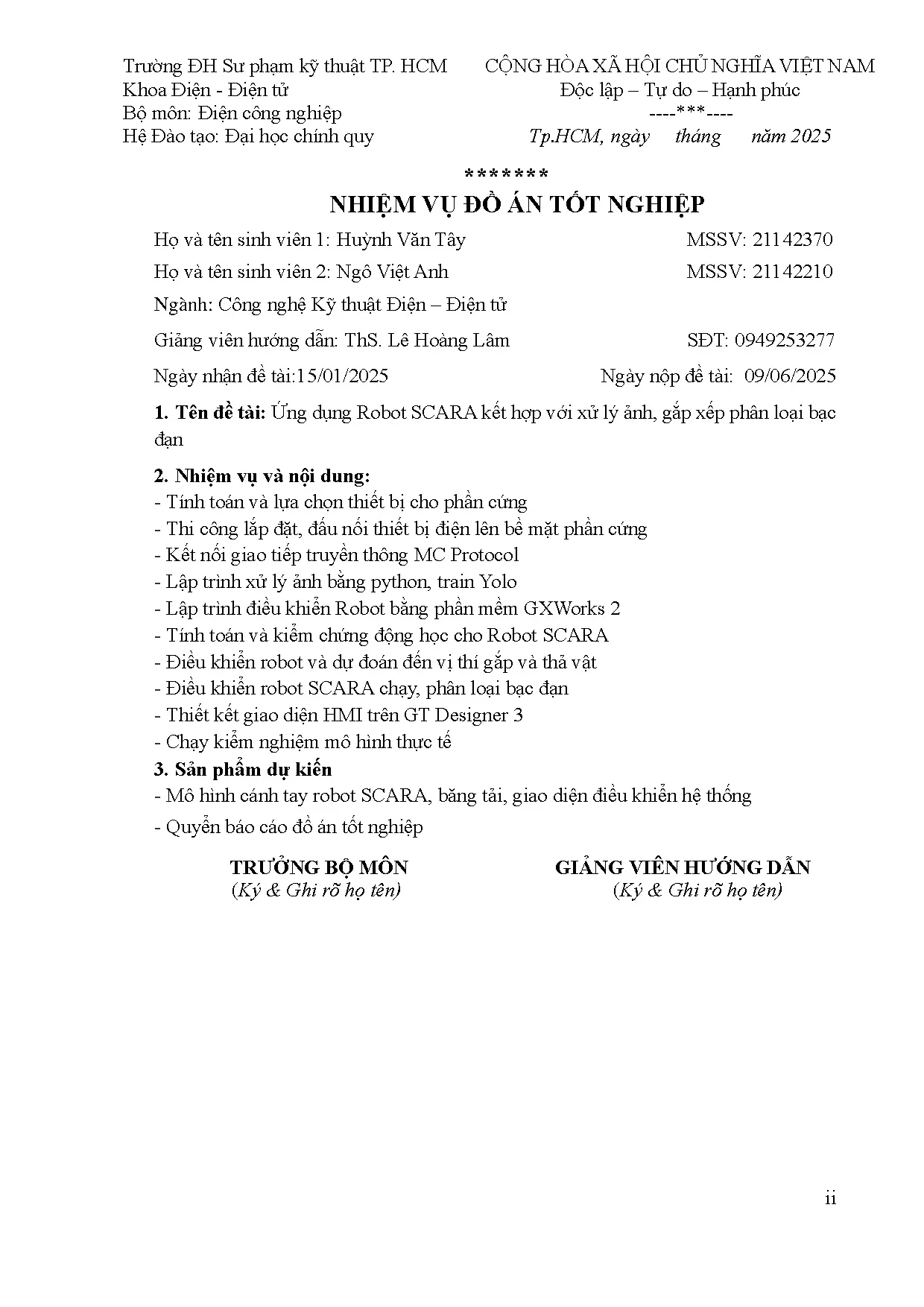 Đồ án tốt nghiệp - Ứng dụng Robot Scara kết hợp với xử lý ảnh, gắp xếp phân loại bạc đạn - Trang 4