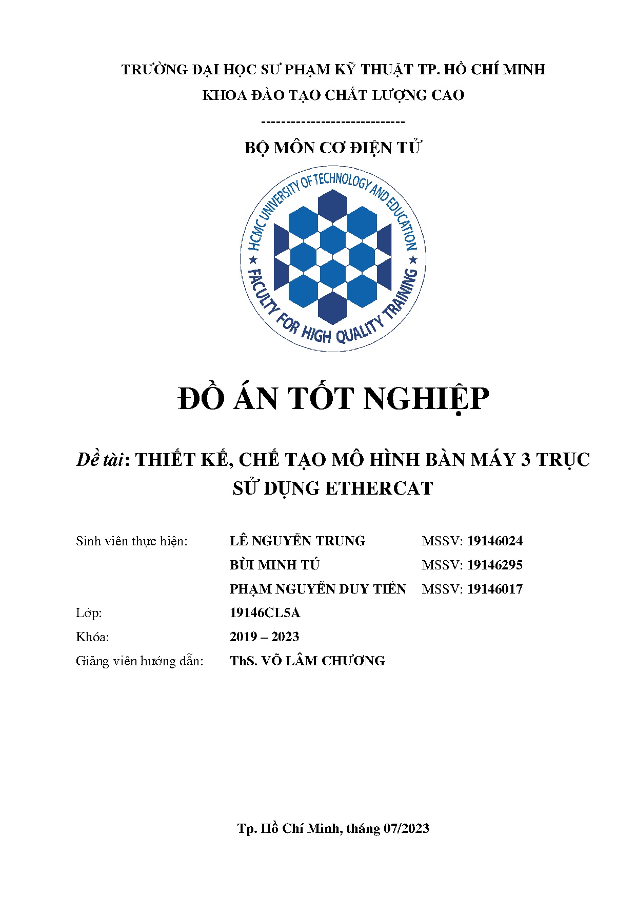 Đồ án tốt nghiệp - Thiết kế, chế tạo mô hình bàn máy 3 trục sử dụng ethercat