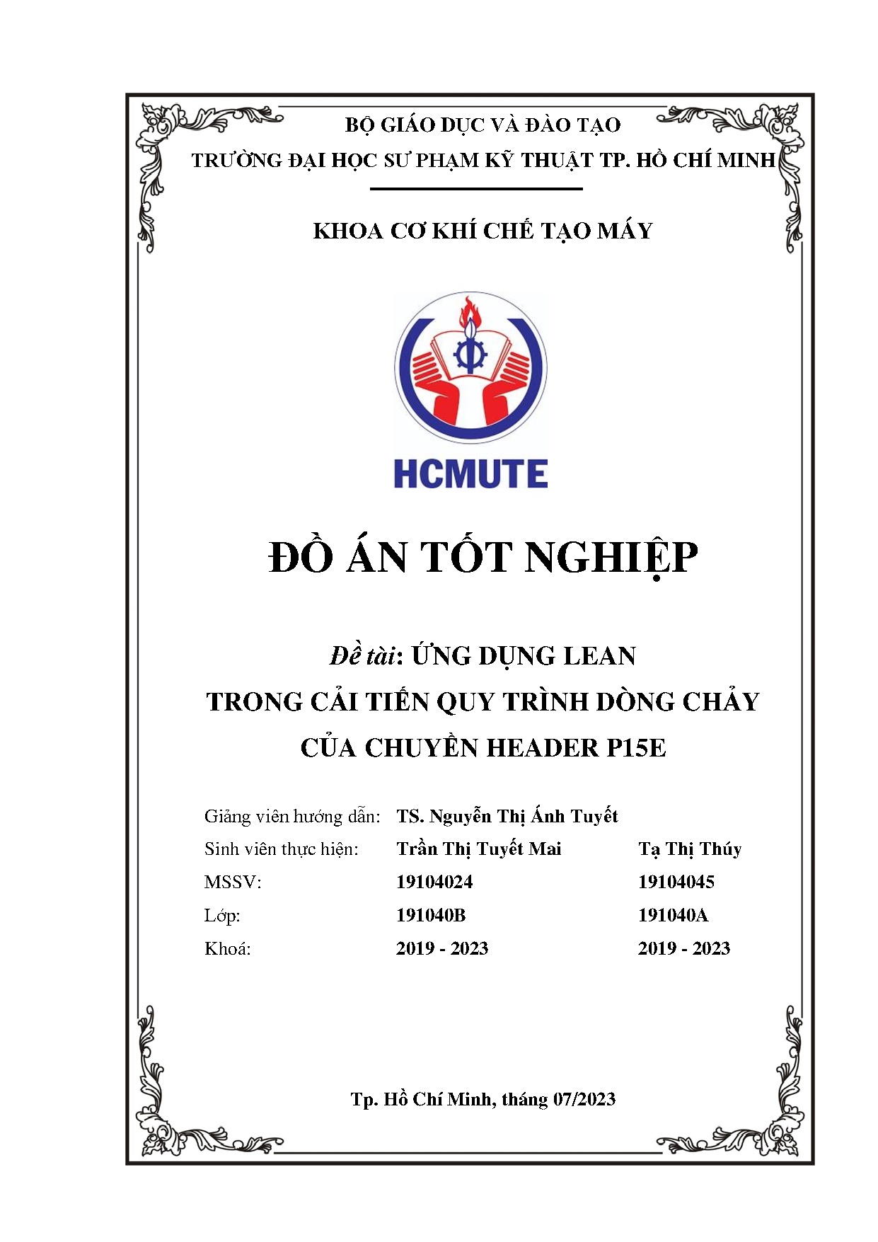 Đồ án tốt nghiệp - Ứng dụng Lean trong cải tiến quy trình dòng chảy của chuyền Header P15E