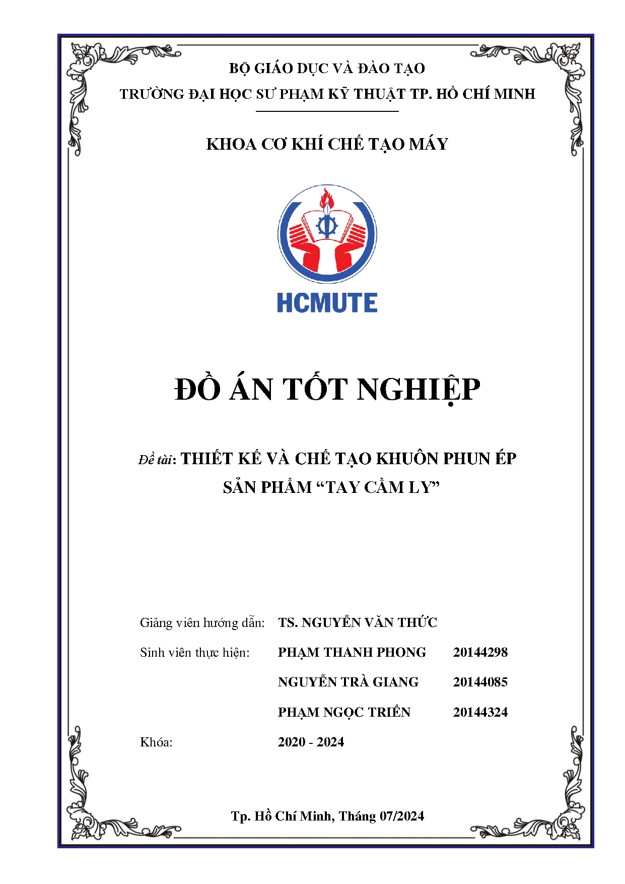 Đồ án tốt nghiệp - Thiết kế và chế tạo khuôn phun ép sản phẩm Tay cầm ly