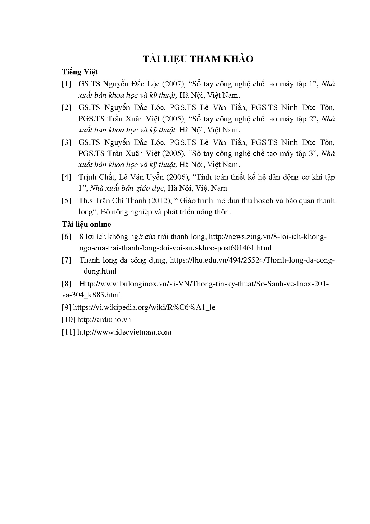 Đồ án tốt nghiệp - Nghiên cứu, thiết kế, chế tạo hệ thống sục rửa trái thanh long giai đoạn 1 - Trang 183