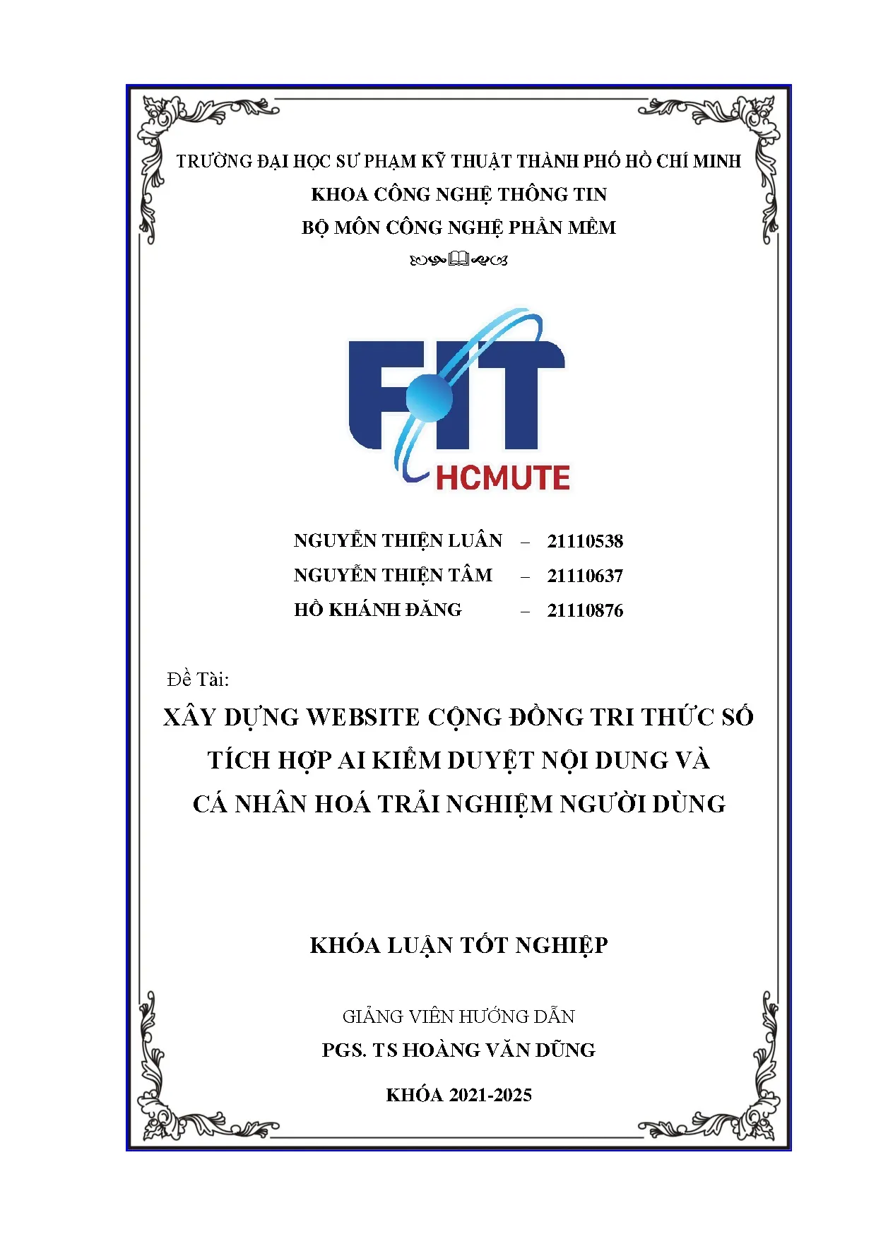 Đồ án tốt nghiệp - Xây dựng website cộng đồng tri thức số tích hợp AI kiểm duyệt nội dụng và CNHTNND - Trang 2